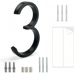 NEW HASWARE Floating House Number Sign 5 inch (12 cm) Modern Door Numbers Signage Plaque Street Home Address Numerals (Black, 3)