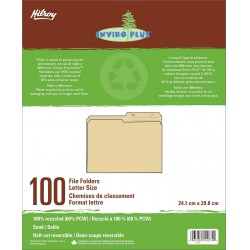 NEW Hilroy Enviro-Plus Recycled File Folders, Letter Size, 100 Per Box, Sand Colour (55074)