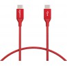 NEW Amazon Basics Double Braided Nylon USB Type-C to Type-C 2.0 Charger Cable | 1 foot, Red