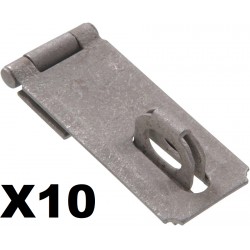NEW 10pc The Hillman Group 851418 3-1/2-Inch Fixed Staple Safety Hasps, Galvanized Finish