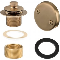 NEW Champagne Bronze Tip-Toe Tub Trim Set with Two-Hole Overflow Faceplate and No Plumber’s Gasket, Replacement Bath Drain Trim Kit with Universal Fine/Coarse Thread, No Putty Installation by Artiwell