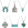NEW FIRAZIO 6Pcs Western Necklaces Western Jewelry for Women Turquoise Necklace Cowgirl Tag Horseshoe Necklace Ligtning Bolt Bar Heart Western Cowboy Pendant Necklace Boho Jewelry