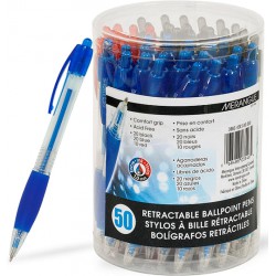 NEW Merangue Retractable Comfort Grip Ballpoint Pens, Medium Point (1.0mm), Assorted, 50 Pack