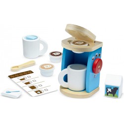 NEW Melissa & Doug 11-Piece Brew and Serve Wooden Coffee Maker Set - Play Kitchen Accessories, Pretend Play Kitchen Accessories Kids Coffee Maker Play Set For Girls And Boys