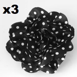 NEW LALiBERI 3pc Black And White Polka Dot Pin & Clip Flower