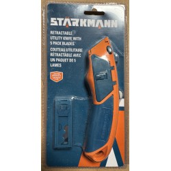 NEW STARKMANN RETRACTABLE UTILITY KNIFE WITH 5 PACK BLADES