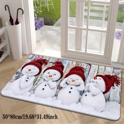 NEW One Christmas Cute Cartoon Snowman Mat Home Bedroom Kitchen Non-Slip 50x80cm