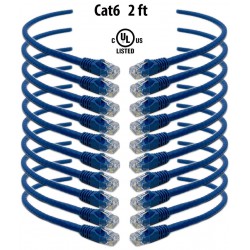 NEW 10/PACK - 2 Ft (2ft) Cat6 Ethernet Network Patch Cable Blue RJ45 m/m