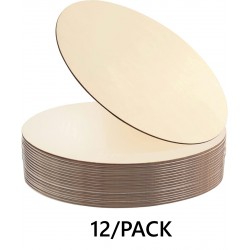 NEW 12 Pieces 12 Inch Round Wood Discs for Crafts, Unfinished Wood Circles Wood Rounds Wooden Cutouts for Crafts, Door Hanger, Door Design and Wedding Decorations
