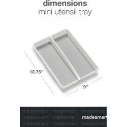 NEW Madesmart Mini 2-Compartment Plastic Utensil Tray for Drawers, Multipurpose Storage Tray Drawer Organizer, White