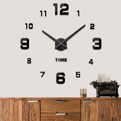 NEW Mintime Modern Frameless DIY Wall Clock Large 3D Wall Watch Mirror Numbers for Living Room Bedroom Kitchen