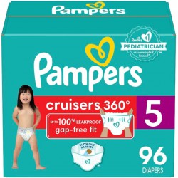 NEW Diapers Size 5, 96 Count - Pampers Pull On Cruisers 360° Fit Disposable Baby Diapers with Stretchy Waistband