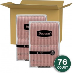 NEW Depend Fresh Protection Adult Incontinence Underwear for Women (Formerly Depend Fit-Flex), Disposable, Maximum, Medium, Blush, 76 Count (2 Packs of 38)