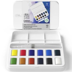 NEW Cotman Watercolour Water Brush Pocket Set - 12 Half Pans