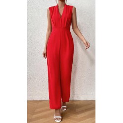 NEW SMALL V-Neck Jumpsuit Red