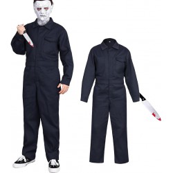NEW SMALL Michael Myers Costume for Men, Halloween Cosplay Adult Michael Myers Jumpsuit Costume Coveralls with Props