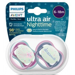 NEW Philips Avent Ultra Air Pacifier 6-18m, falling star / dreams, nighttime, 2 pack
