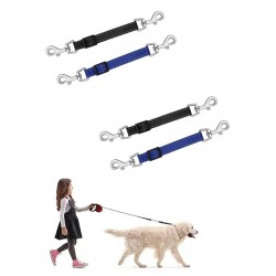 NEW BIYEH 4 PCS Prong Collar Voyager Dog Collar Safety Clip with Dual Clasps, Collars and No Pull Harness Connectors, Training for Walking, Running, and Hiking, Safety Clip - Black,Blue