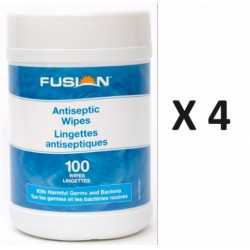 NEW 4/PACK Fusion 75% Antiseptic Alcohol Wipes, 100 WIPES/PACK