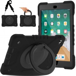 NEW ANDNARY iPad 9.7 inch Case iPad 6th/5th Generation Cases,Case for iPad 9.7 Pro & iPad Air 2 Full-Body Silicone+PC Protection Rotating Stand Shockproof Case for Kids Tablet Cover Black