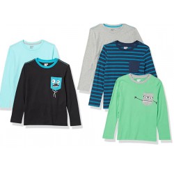 NEW BOYS SMALL - 5/PACK - Amazon Essentials Boys Long-Sleeve T-Shirts