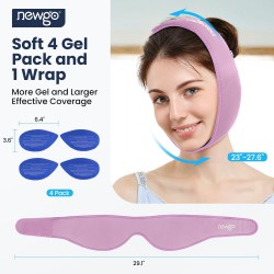 NEWGO Jaw Ice Pack for Face Oral Pain Relief, Purple, Hot/Cold Therapy, Adjustable Wrap, 4 Gel Packs, 30 Inches