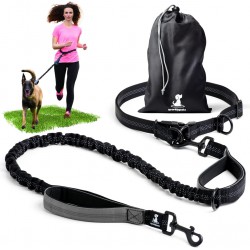 NEW SparklyPets Hands-Free Dog Leash for Medium and Large Dogs – Professional Harness with Reflective Stitches for Training, Walking, Jogging and Running Your Pet (Gray, for 1 Dog)