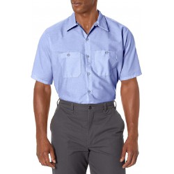 NEW Size 3XL Men's RED KAP Industrial Work Shirt, Regular Fit, Short Sleeve - Light Blue