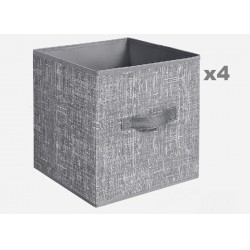 NEW SONGMICS Storage Cubes, 28 cm Non-Woven Fabric Bins with Double Handles, Set of 4, Closet Organizers for Shelves, Foldable, for Clothes, Dove Gray