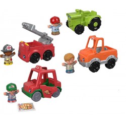 NEW Fisher-Price Little People Around the Neighborhood Vehicle Pack, set of 4 push-along vehicles and 4 figures for toddlers