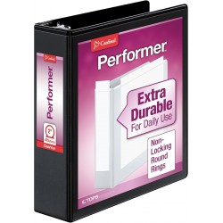 NEW Cardinal Binder Performer ClearVue, Non-Stick Round Ring, 2 Inch, 475-Sheet Capacity, Letter Size, Black