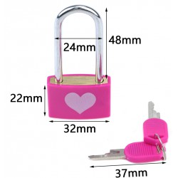 NEW Dnyta Keyed Padlock Long Shackle Padlock with Keys Cute Padlock Decorative Lock -Pink