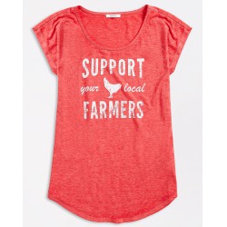 NEW XS MAURICES WOMEN'S Red Support Local Farmers Graphic Tee