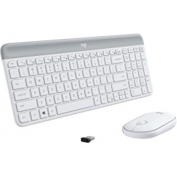 NEW Logitech MK470 Slim Wireless Keyboard and Mouse Combo - Modern Compact Layout, Ultra Quiet, 2.4 GHz USB Receiver, Plug n' Play Connectivity, Compatible with Windows - Off White
