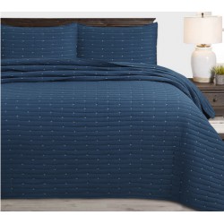 NEW Double/Queen Navy Claro Home Arden Quilt Three-Piece Set