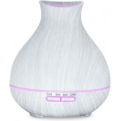 NEW BZseed Aromatherapy Essential Oil Diffuser 550ml 12 Hours White Wood Grain Aroma Diffuser with Timer for Large Room, Home, Baby Bedroom, Waterless Auto Shut-Off, 7 Colors Lights Changing
