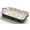 NEW temp-tations 11 x 7 Baker with Strap Handles - FLORALLACEBLACK