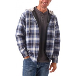 NEW XL Wrangler Authentics mens Long Sleeve Quilted Lined Flannel Shirt Jacket With Hood