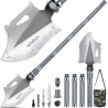 NEW MOSFiATA Folding Camping Shovel, 40'' Axe-Type Multifunctional Military Shovel, 30 in 1 Survival Shovel with Lengthened Handle Thickened Shovelhead for Camping, Hiking, Backpacking, Gardening
