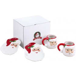 NEW Mr. Christmas Santa Mugs and Plates (set of 2)