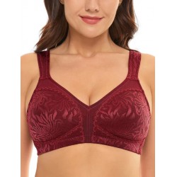 NEW SIZE 46DDD Women's Full Coverage Plus Size Bra Non Padded Wireless Minimizer Bra, Wine Red 46DDD - burgundy