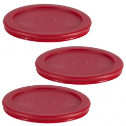 NEW 3/PACK Anchor Hocking Plastic Lid Set, Red, COVERS 2-Cup