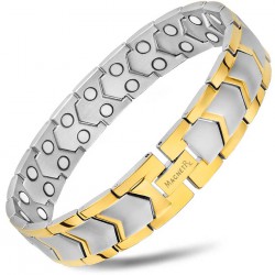 NEW Ultra Strength Silver & Gold Arrow Chain Magnetic Therapy Bracelet