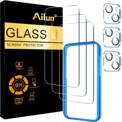 NEW Ailun 3 Pack Screen Protector for iPhone 15 Plus [6.7 inch] + 3 Pack Camera Lens Protector,Case Friendly Tempered Glass Film,[9H Hardness] - HD[6 Pack]
