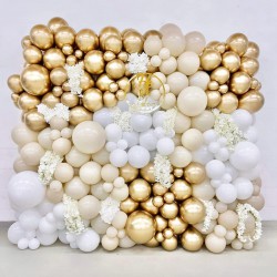 NEW White Gold Balloon Garland Kit - 171pcs White and Gold Balloons Arch Kit, White Gold Balloon Wall for Birthday Party, Baby Shower,Wedding Bridal,First Communion Baptism Party Decorations