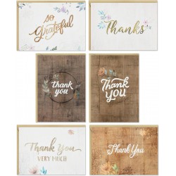 NEW Hallmark Thank You Cards Assortment, Rustic Flowers (48 Thank You Notes with Envelopes)