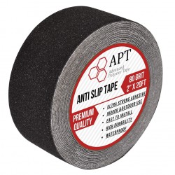 NEW APT Anti Slip Traction Tape, 80 Grit, Waterproof, Strong Traction Grip Tape, Non Skid, Safety Walk Tape, Stairs Anti Slip, Baby/Elder/Pet/Indoor/Outdoor, Black. (2'' X 20Ft),
