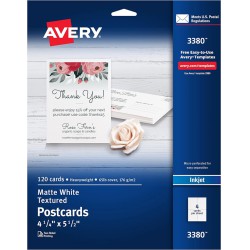 NEW Avery Personal Creations Textured Postcards, 4.25 x 5.5 Inches, White, 120 Cards (3380)