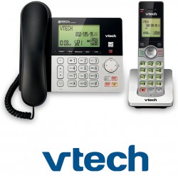 NEW VTech CS6949 DECT 6.0 Corded/Cordless Telephone System, Black/Silver