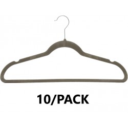 NEW 10/PACK Amazon Basics Slim, Velvet, Non-Slip Suit Clothes Hangers, Gray/Silver